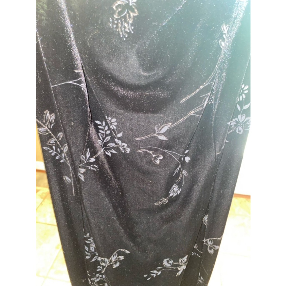 Women's CDC vintage Black Velvet Floral Maxi Dress Size 10 - Picture 3 of 7